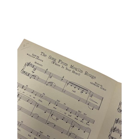 The Song From Moulin Rouge Sheet Music Where Is Your Heart Engvick Auric - Picture 3 of 5
